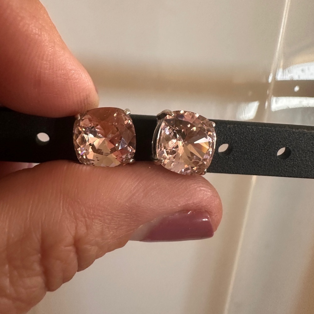 Origami Owl Pink Crystal and Silver Stud Earrings Sparkly Bridesmaid Gift Clean - Picture 3 of 6